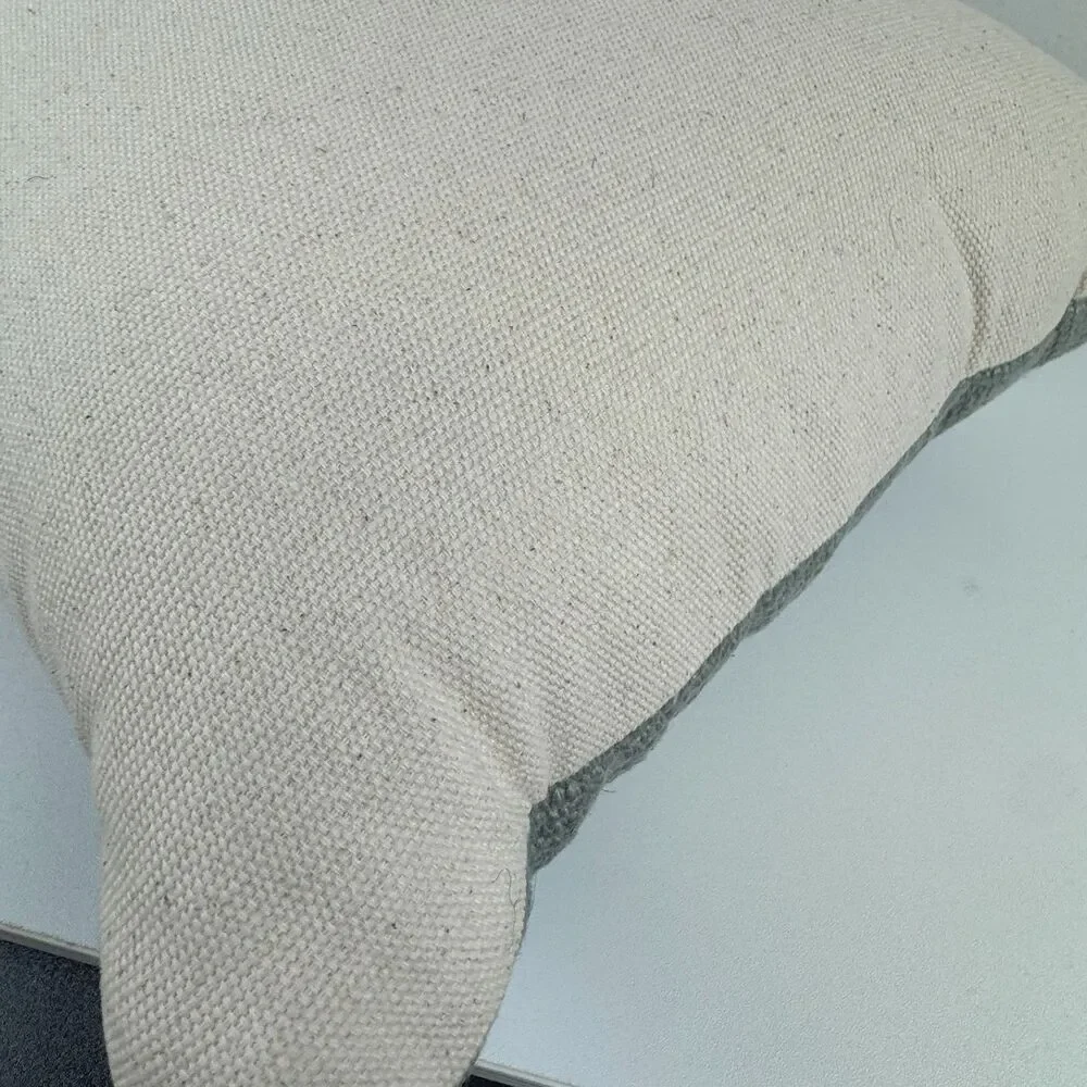 Pottery Barn Mini Chunky Weave Accent Pillow Eucalyptus Handwoven Linen Blend